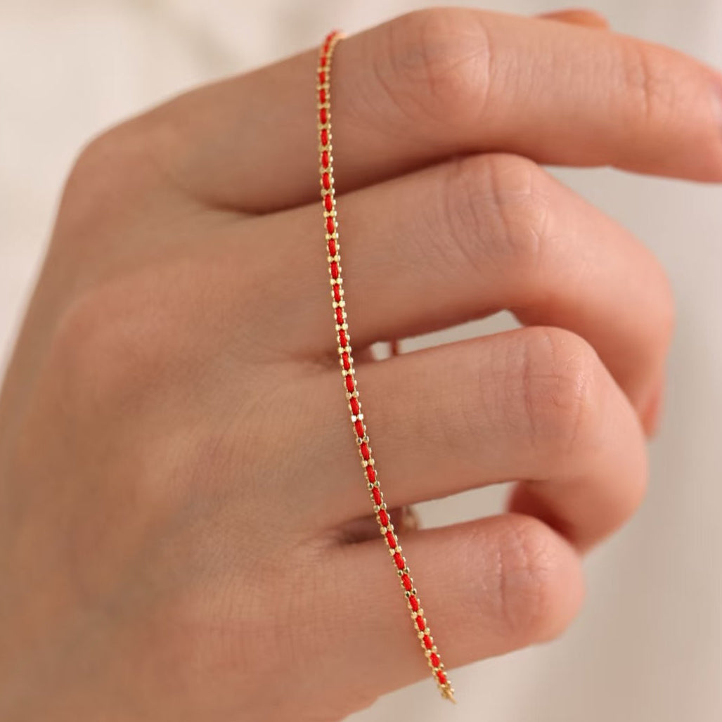 Thin Red Chain Bracelet