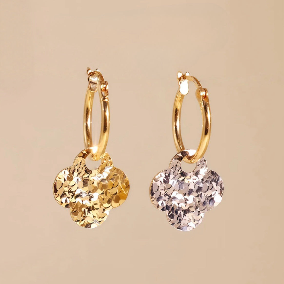 Two Tone Clover Earrings