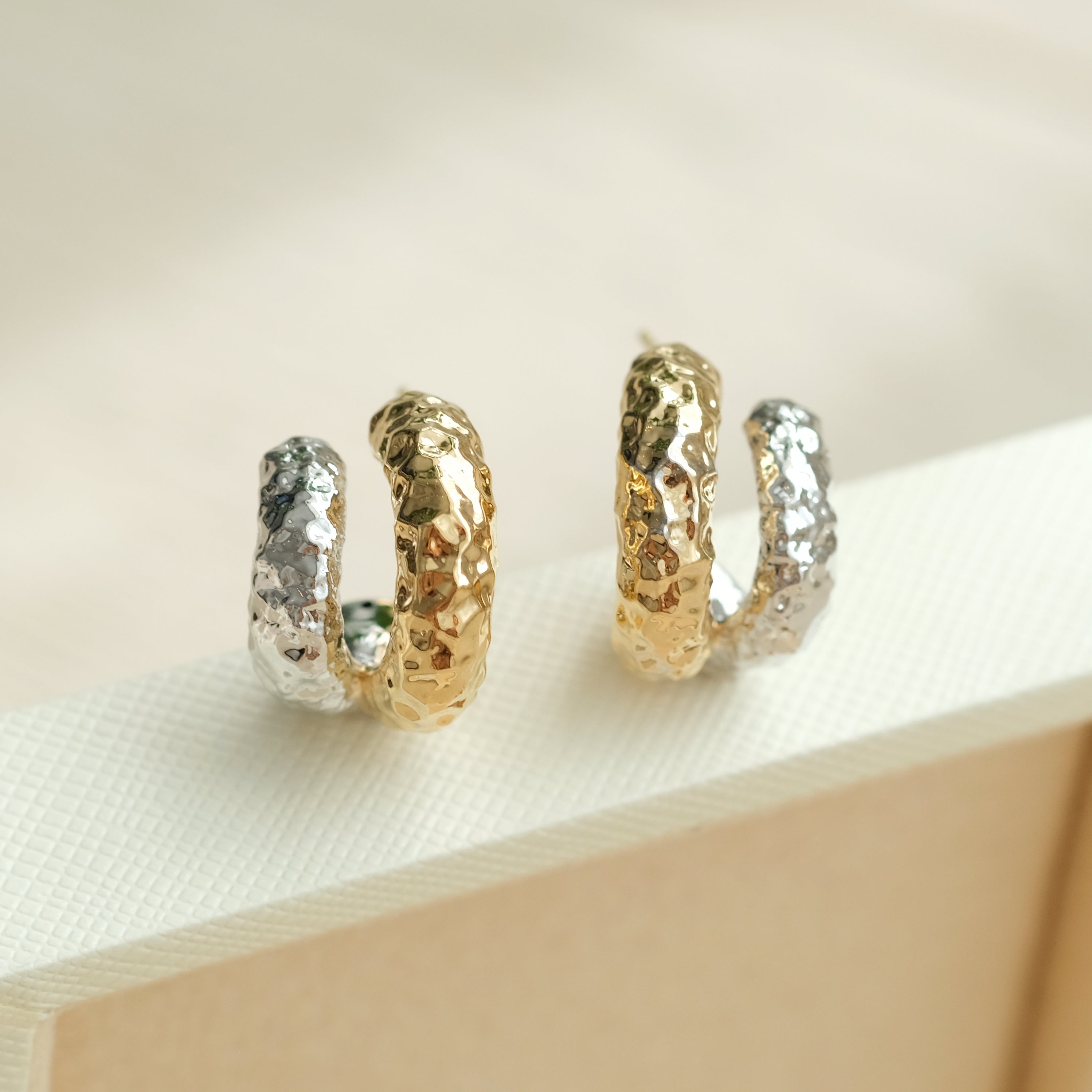 Hammered Two Tone Hoops