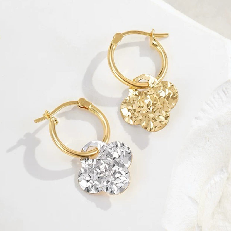 Two Tone Clover Earrings