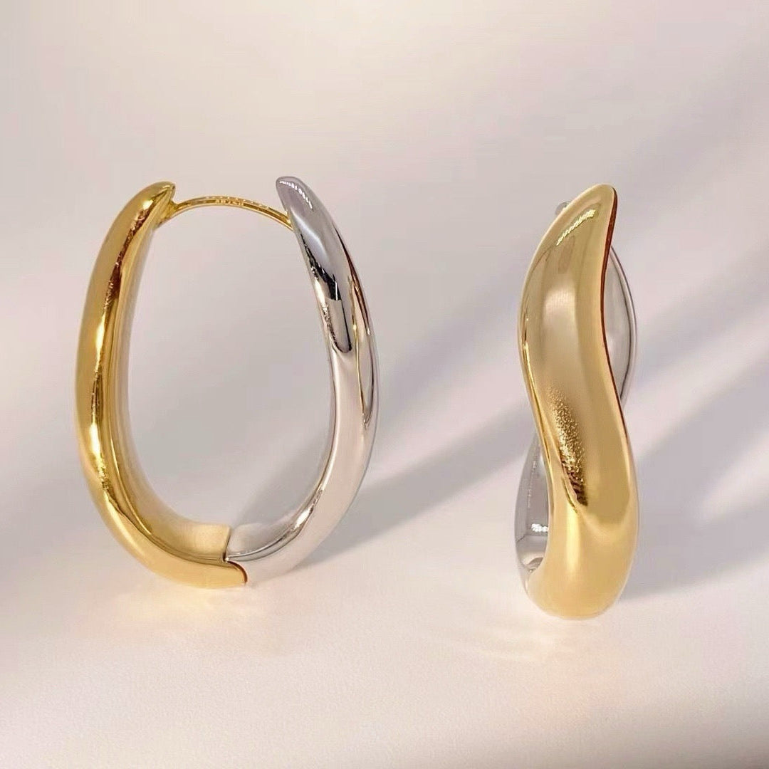 Two Tone Wavey Hoops