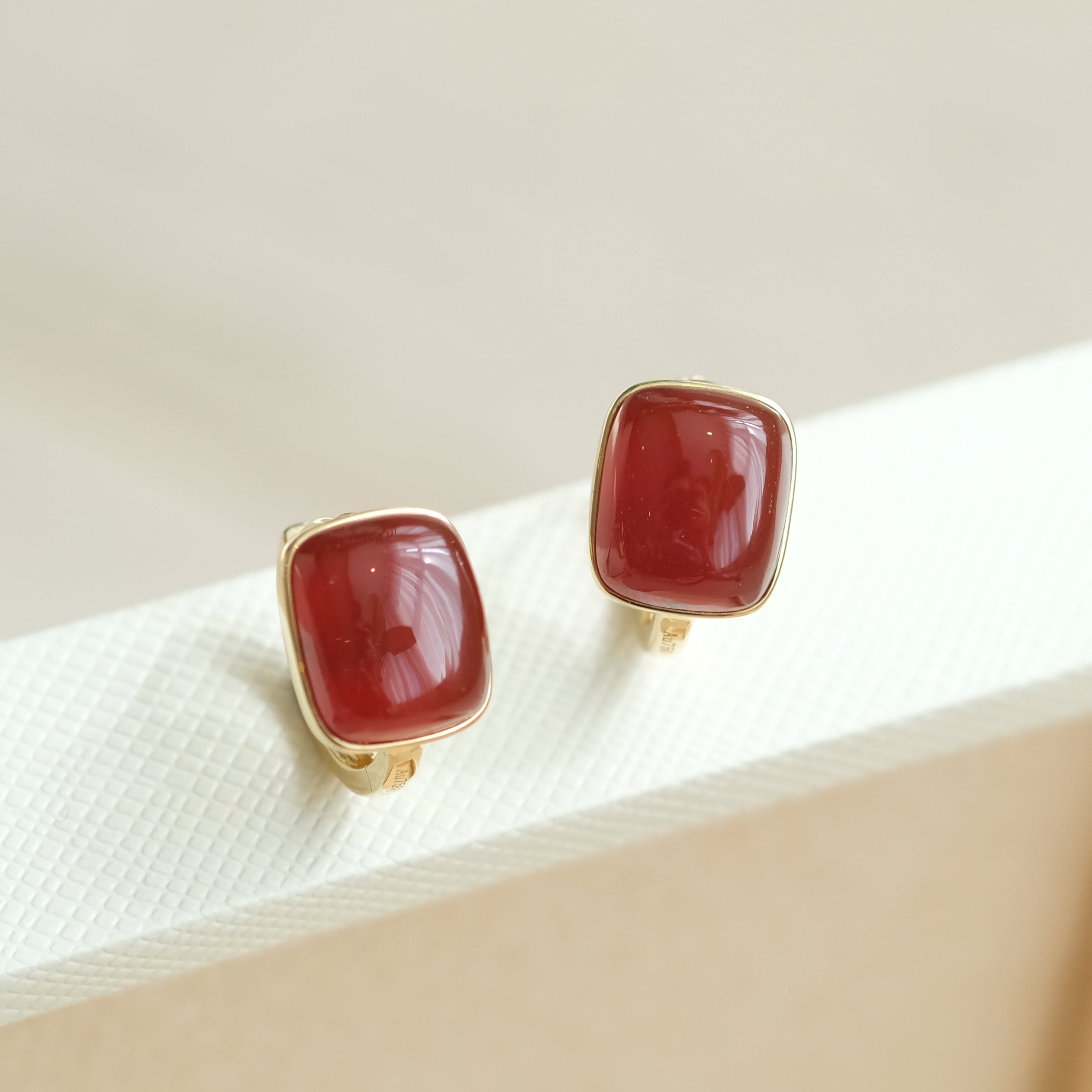 Red Onyx Hoops