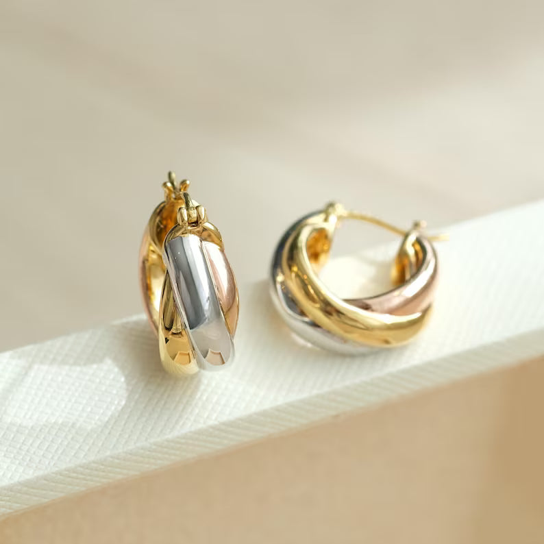 Three Tone Twist Earrings