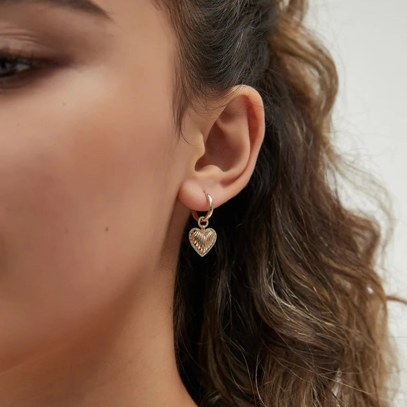 Removable Heart Charm Hoops