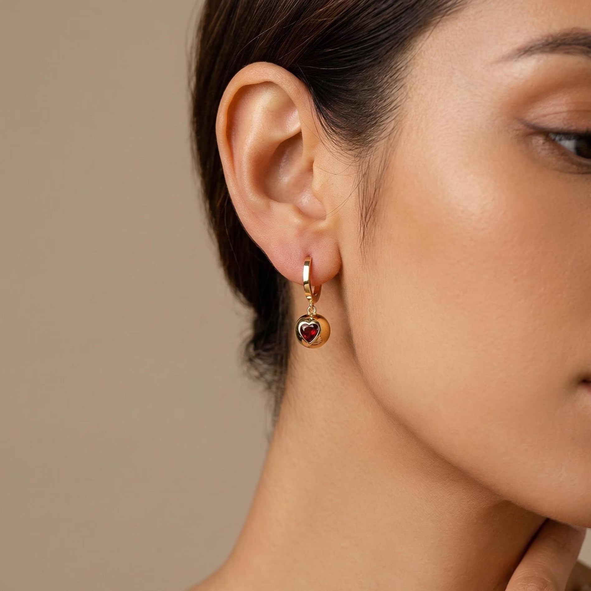 Red Love Heart Earring