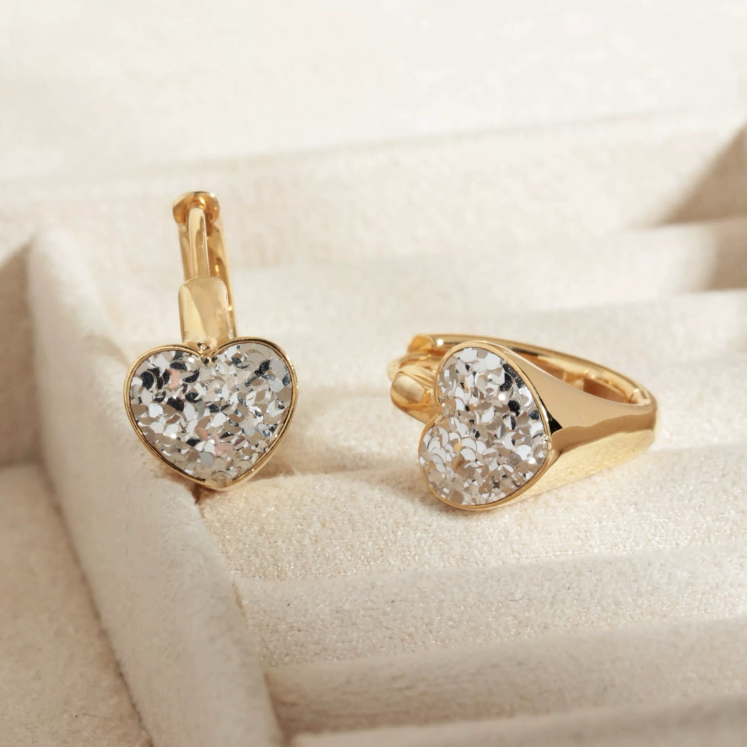 Two tone heart earrings