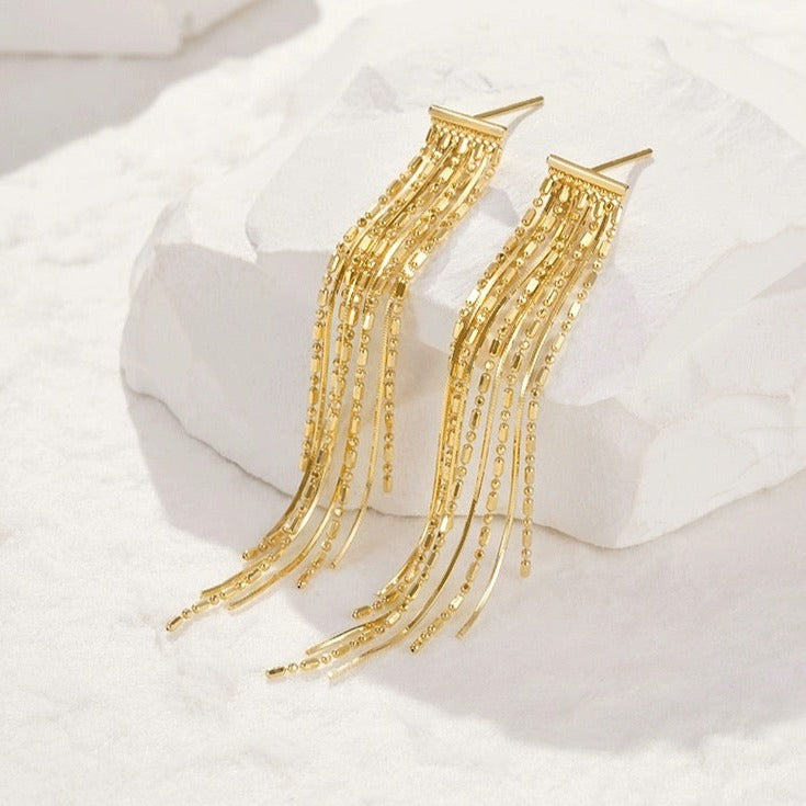 Long Beads Tassel Earrings