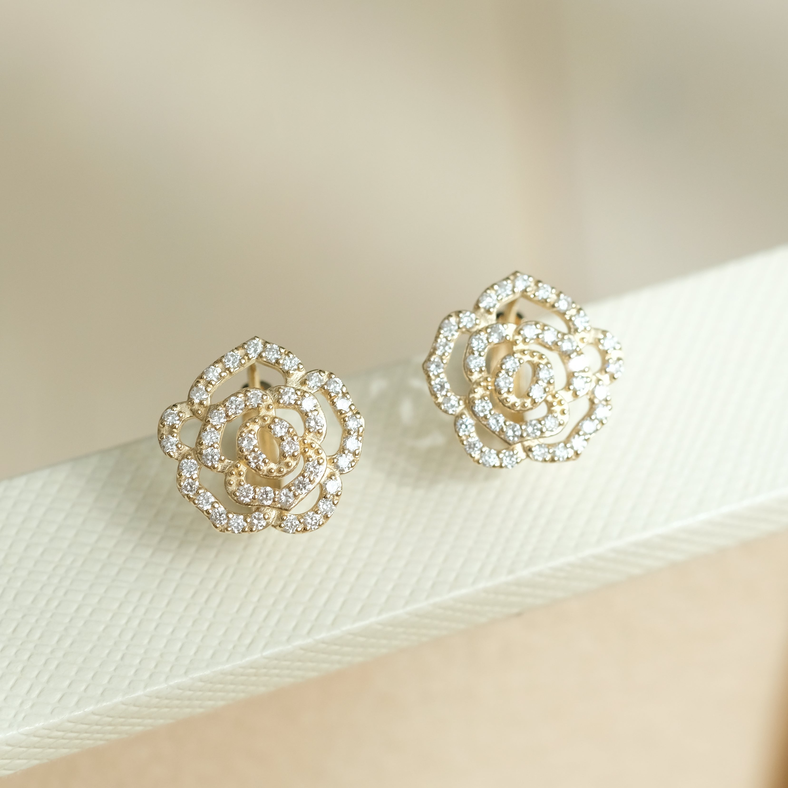 Camellia Flower Hoops