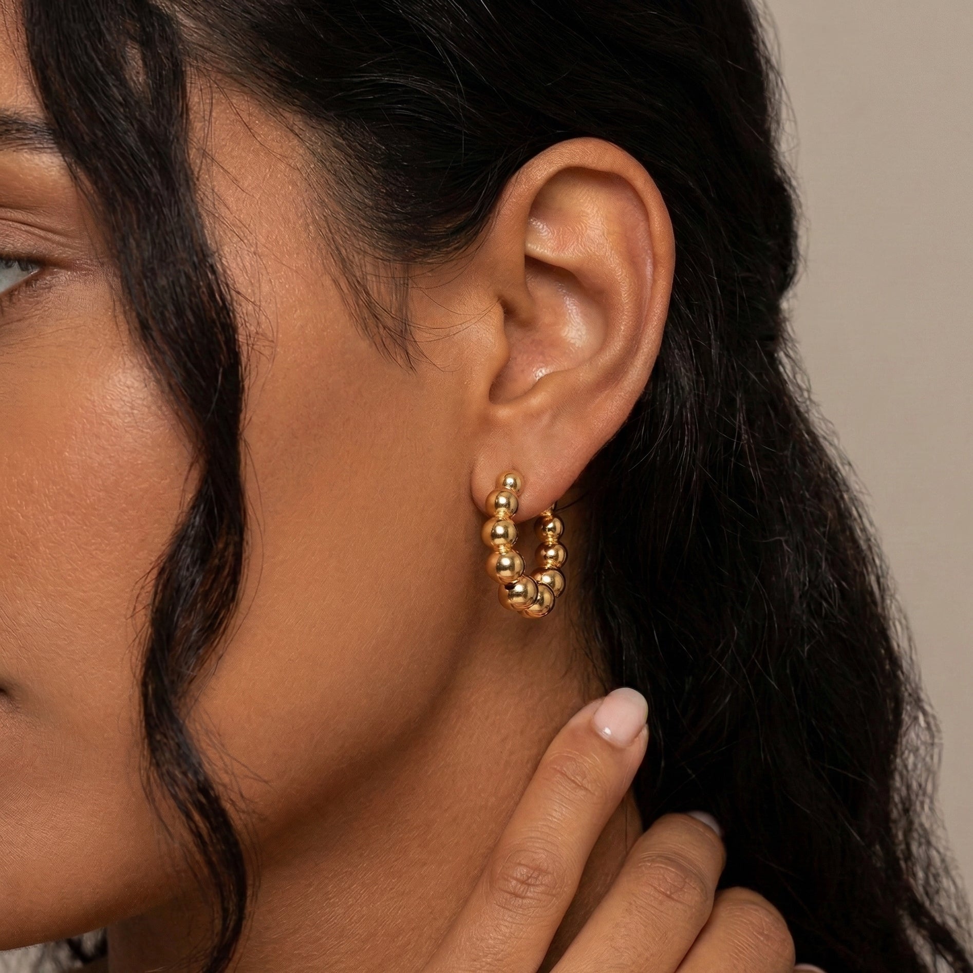Gold Bead Hoop