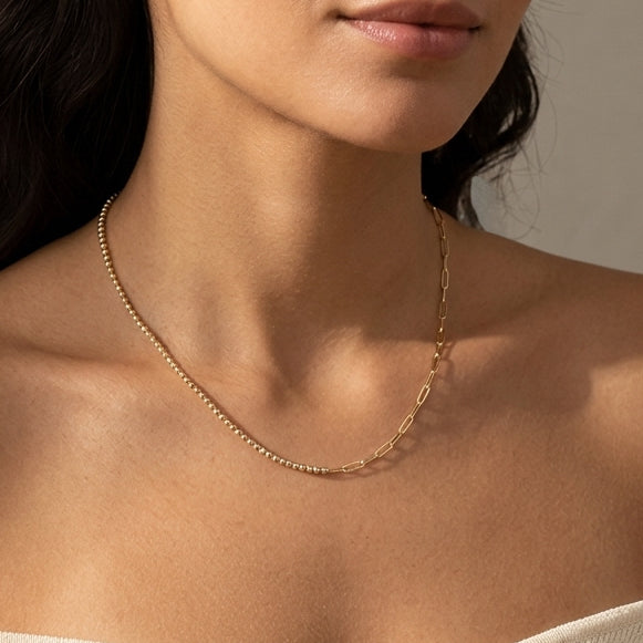 Dainty Paperclip Chain with beads