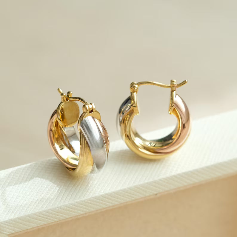 Three Tone Twist Earrings