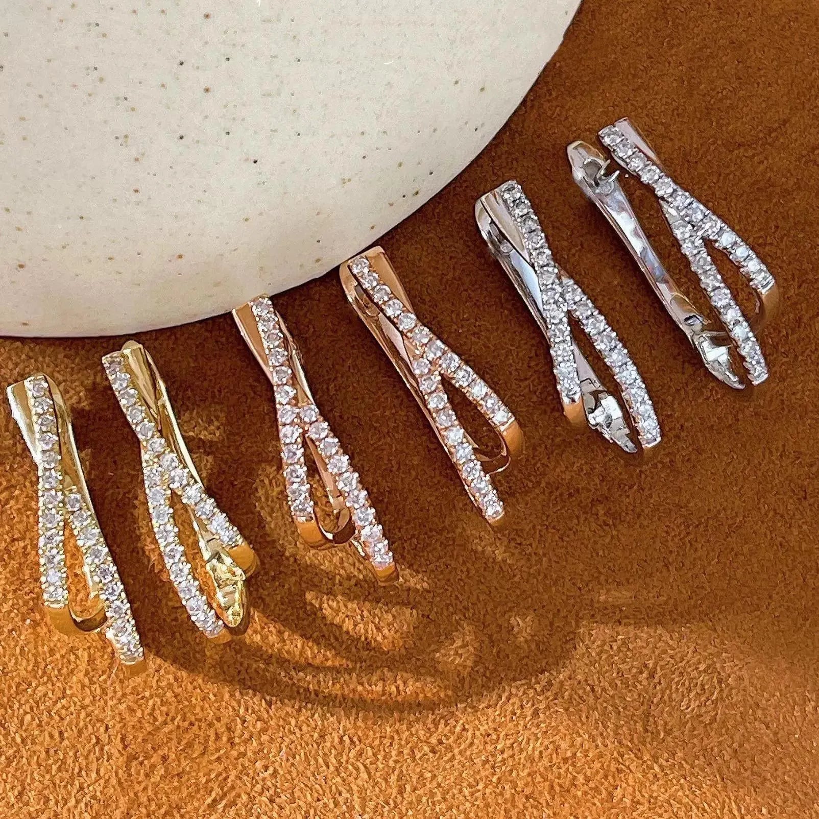 Crossover Diamond Hoops