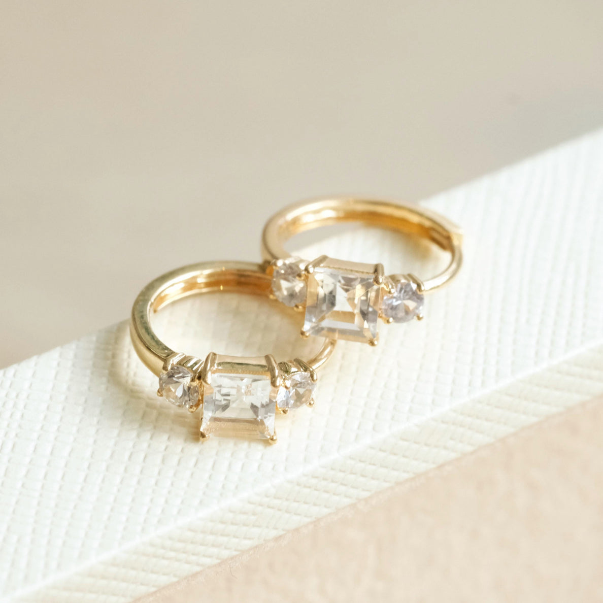 18K Clear Topaz Earrings