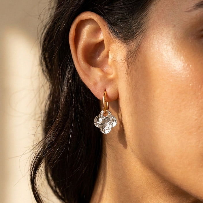 Two Tone Clover Earrings