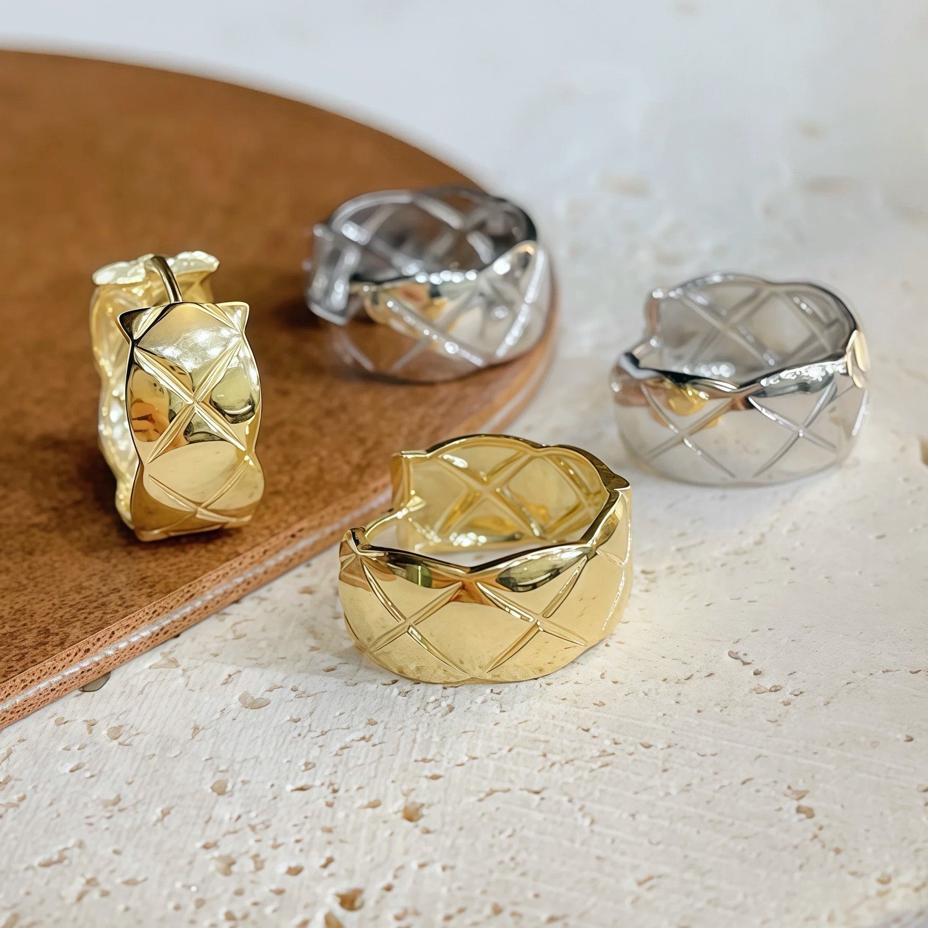 Quilted Hoop Earrings