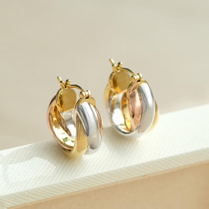 Three Tone Twist Earrings