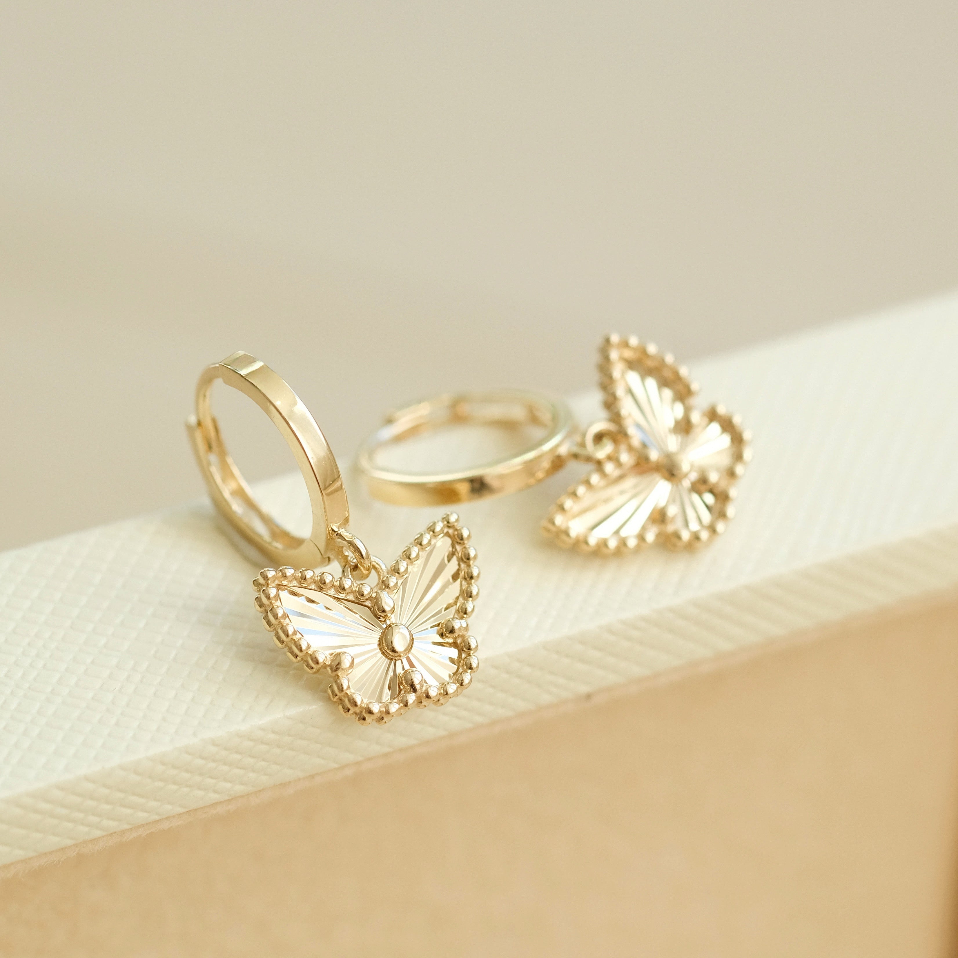 Laser Cut Butterfly Huggie Earrings