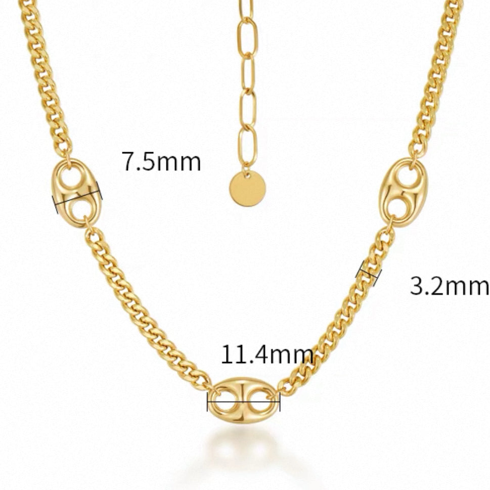 Puffed Anchor Curb Chain Bracelet