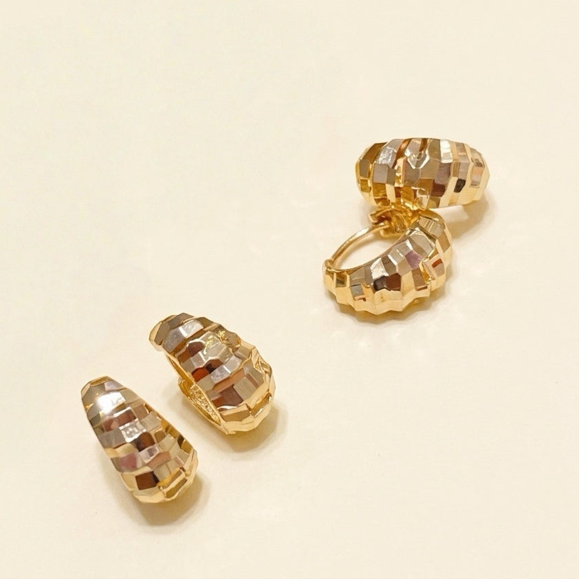 faceted tapered hoops