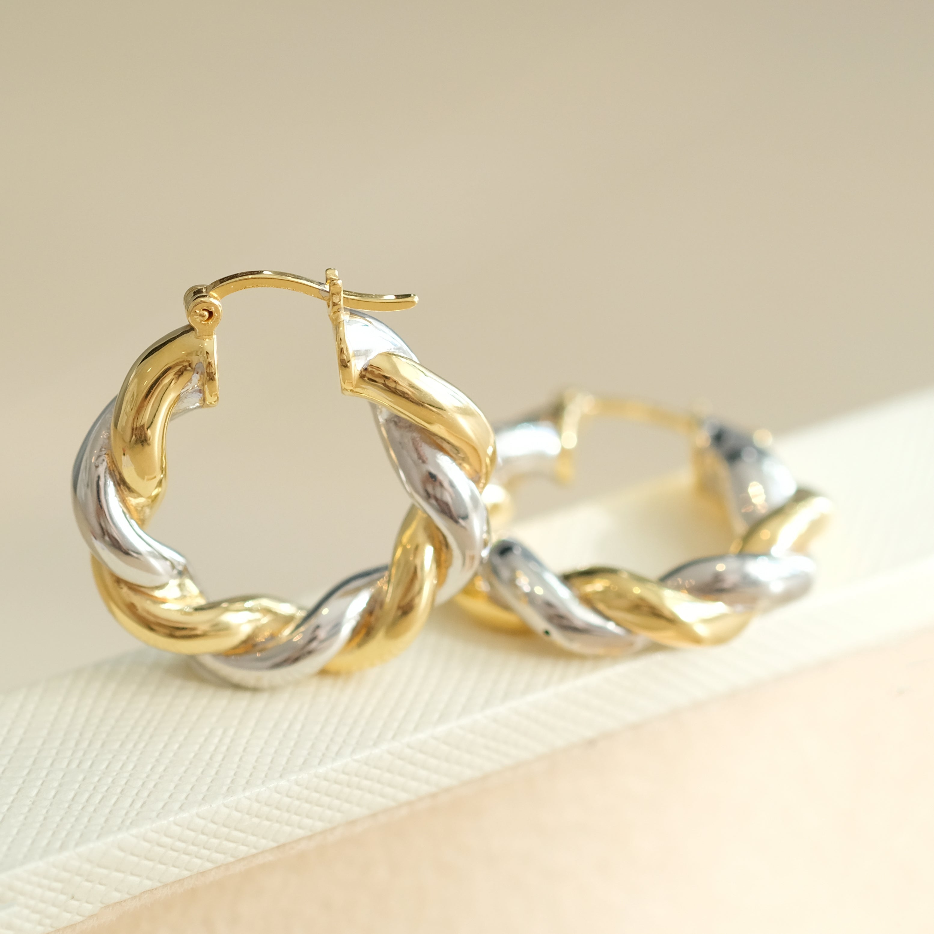 Two Tone Chunky Twist Hoop