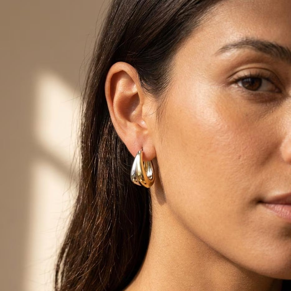 Two Tone Double Hoops