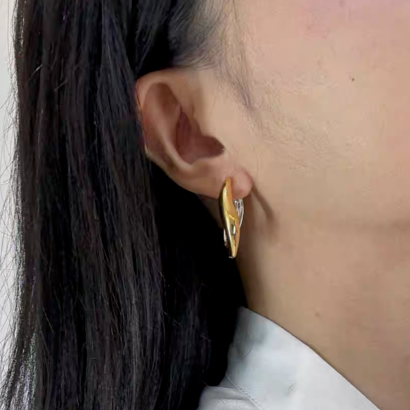 Two Tone Wavey Hoops