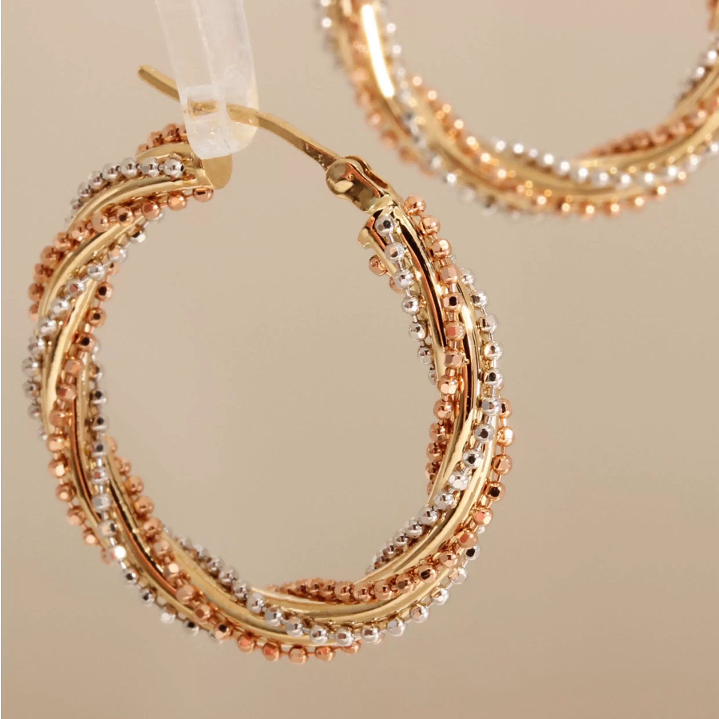 Three Tone Hoop Earrings