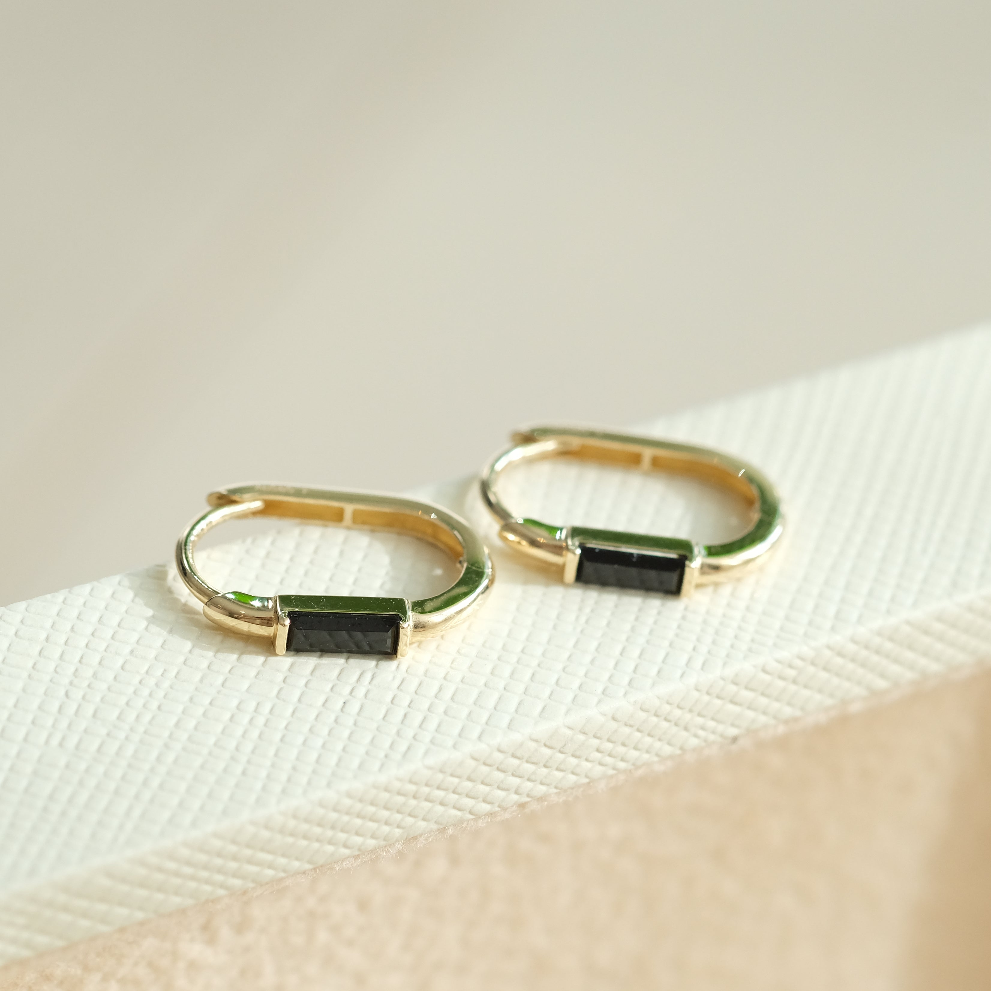 Black CZ Huggie Hoops