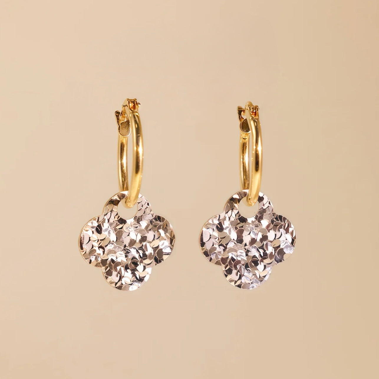 Two Tone Clover Earrings