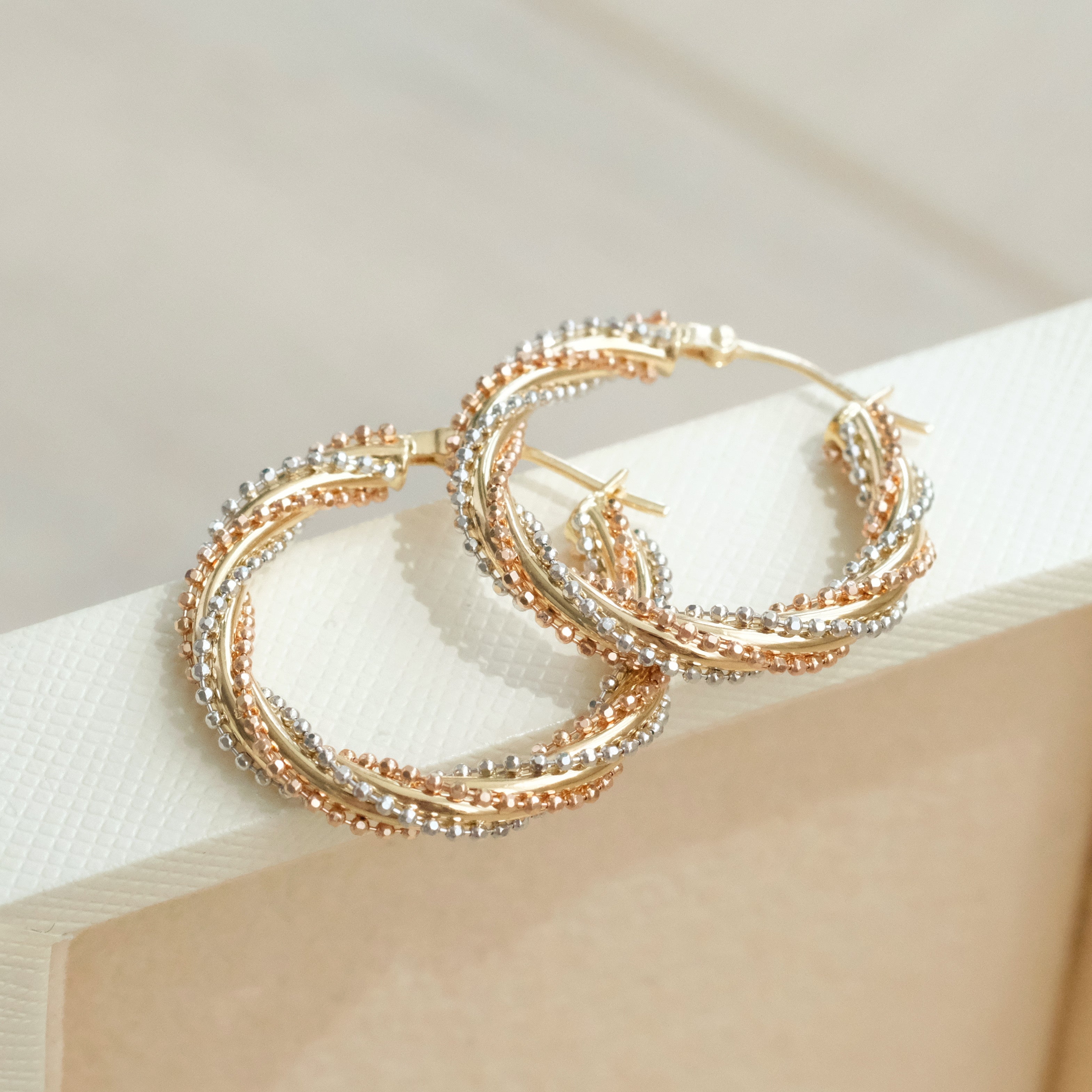 Three Tone Hoop Earrings