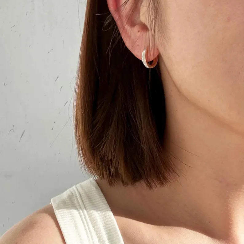 Two Tone Hammered Earrings
