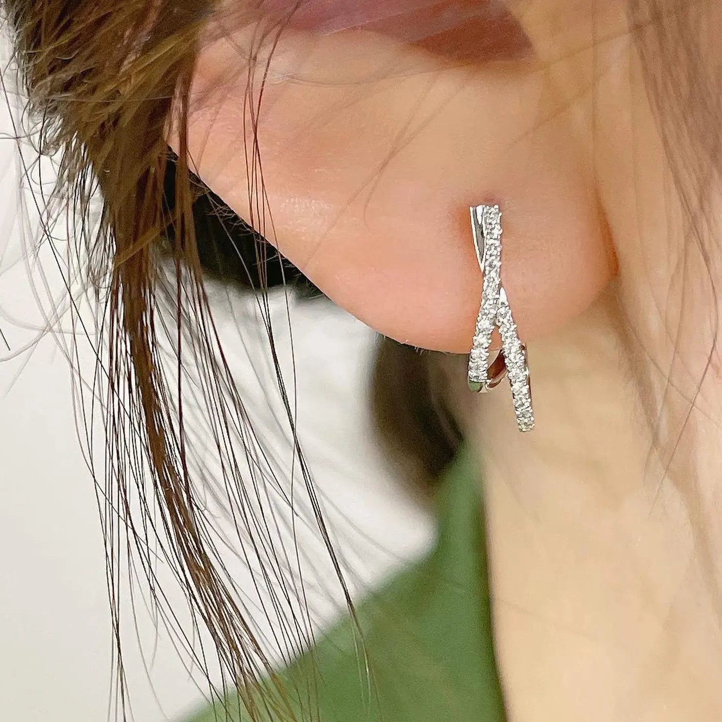 Crossover Diamond Hoops