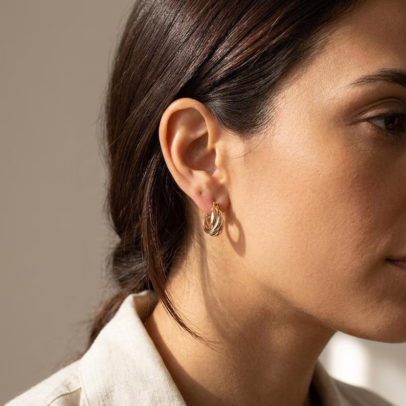 Three Tone Twist Earrings
