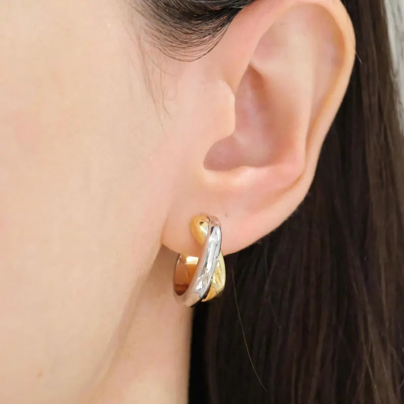 Two Tone Intertwined Hoop