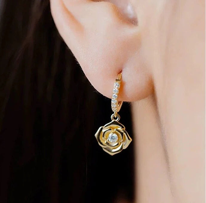 Dangling Rose Earrings