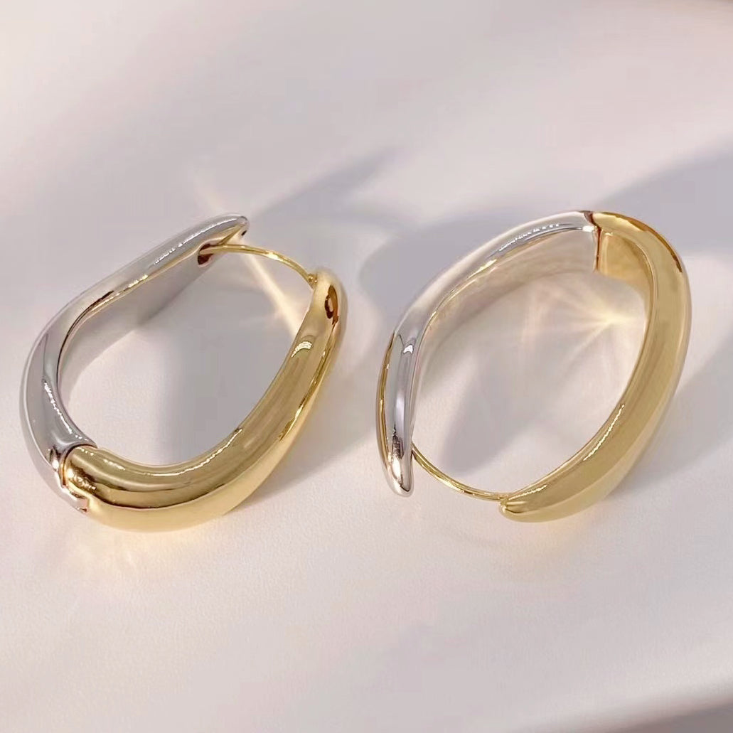 Two Tone Wavey Hoops