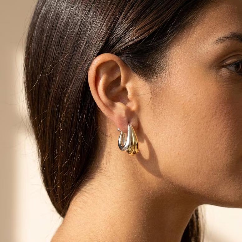 Two Tone Double Hoops