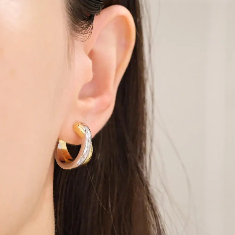 Two Tone Intertwined Hoop