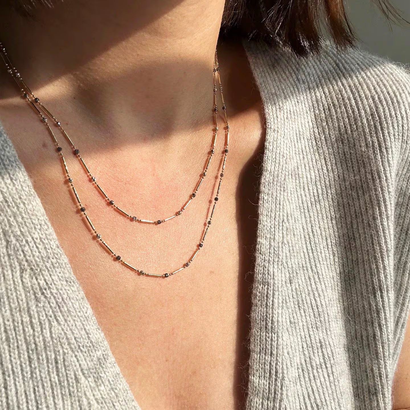 Black Gold Beads Necklace
