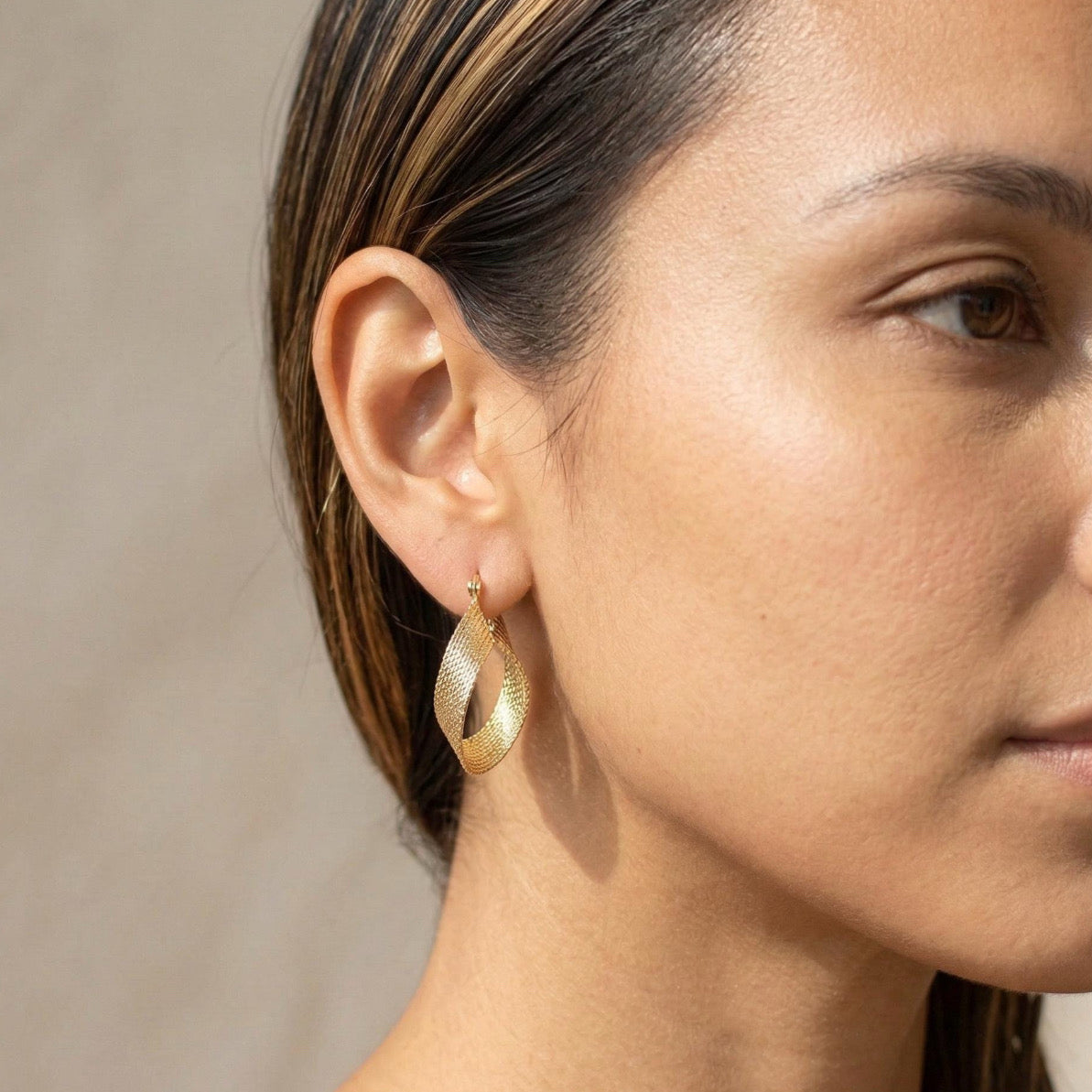 Textured Oval Hoop Earrings