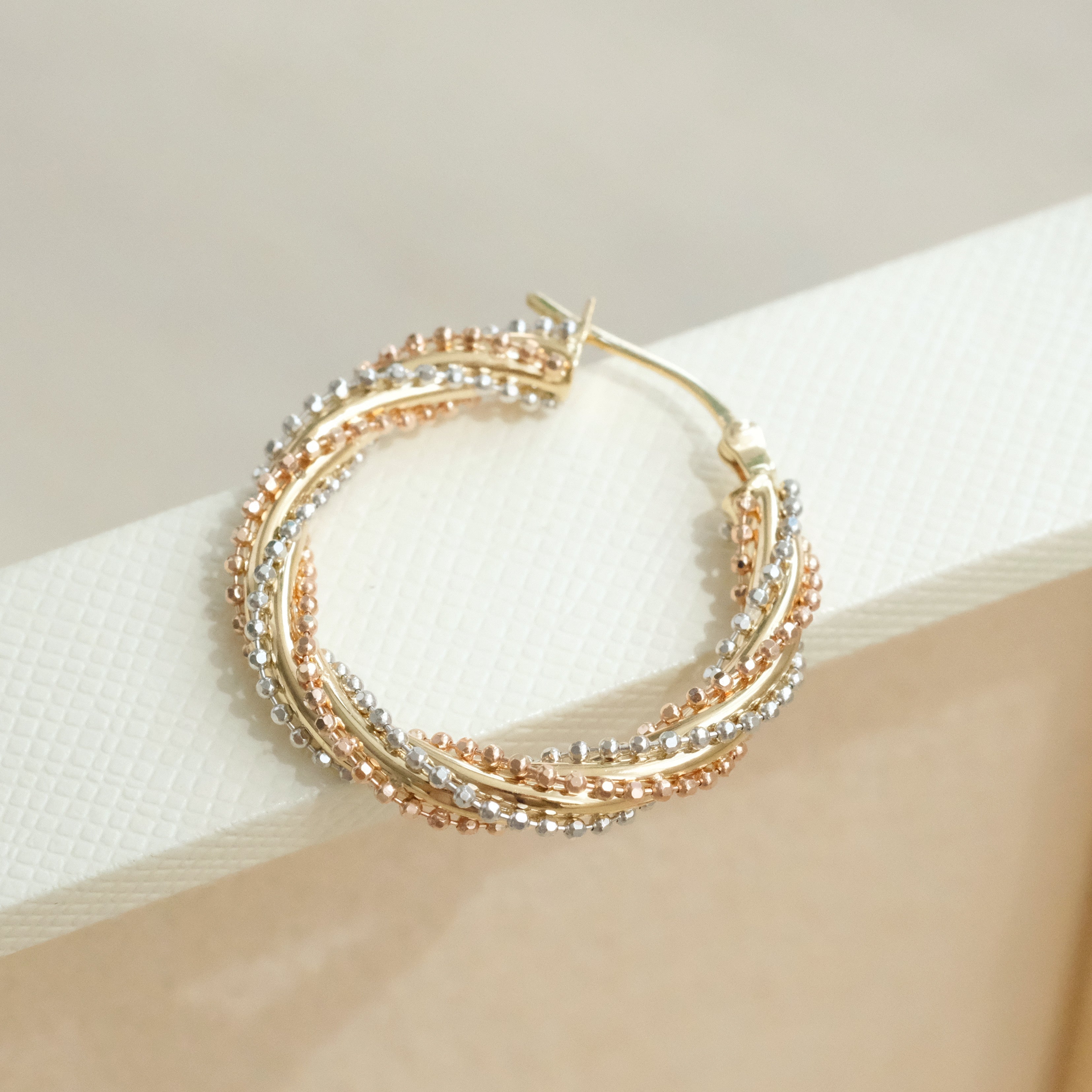 Three Tone Hoop Earrings