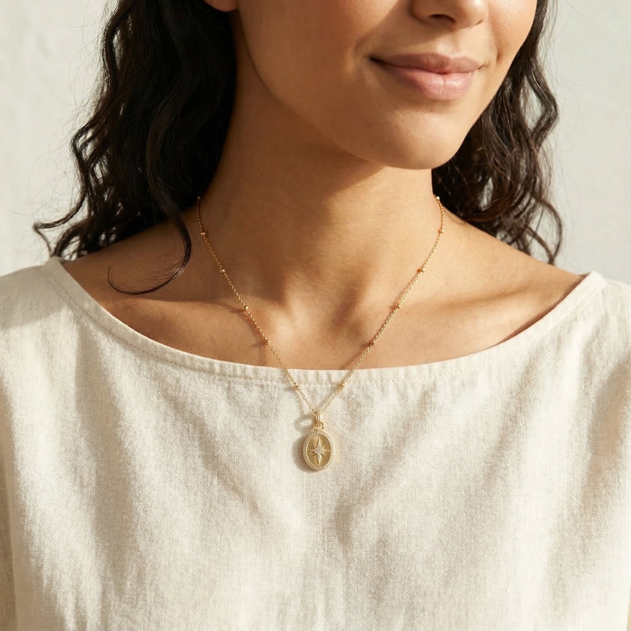 Brushed Eight Point Star Photo Locket