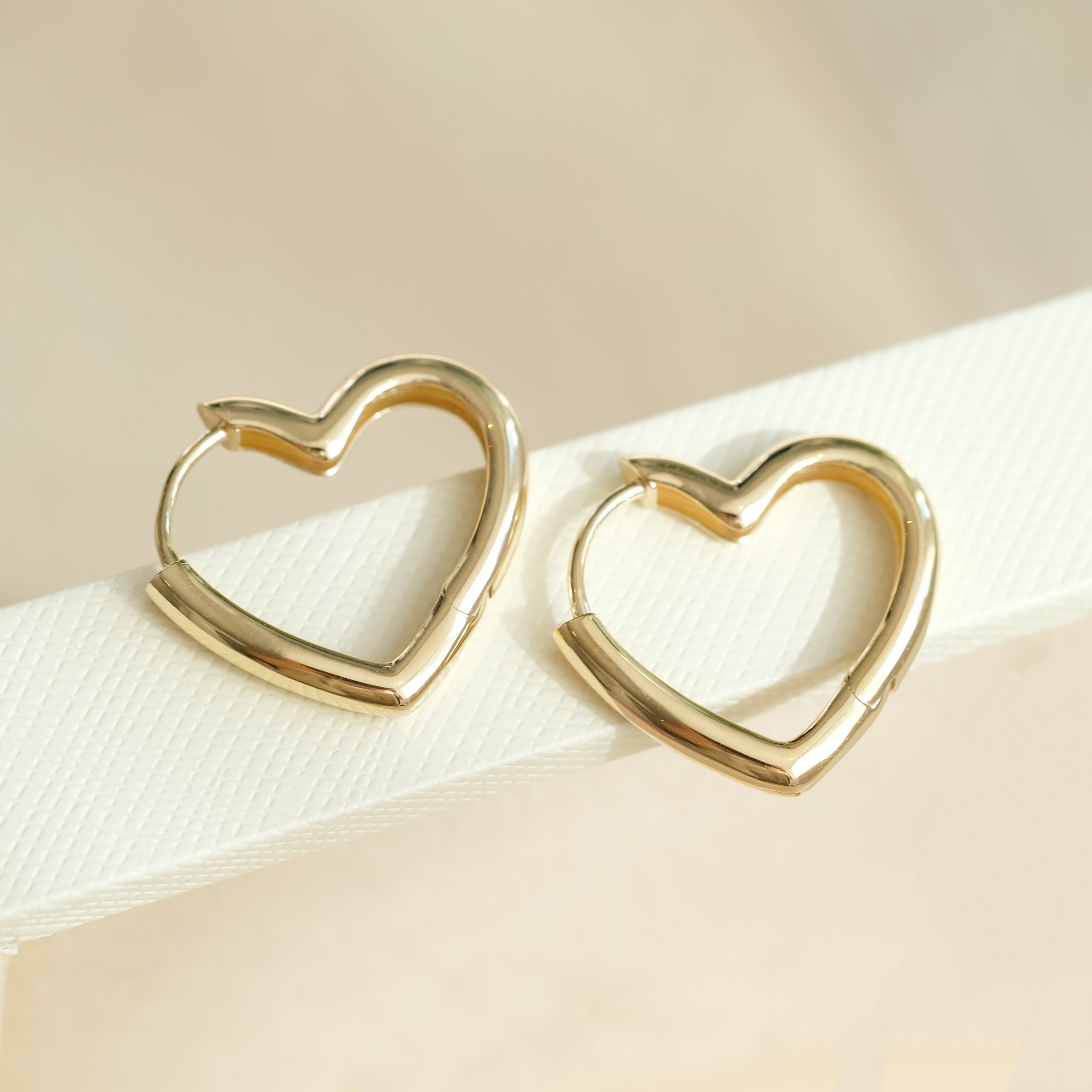 Classic Gold Heart Hoops
