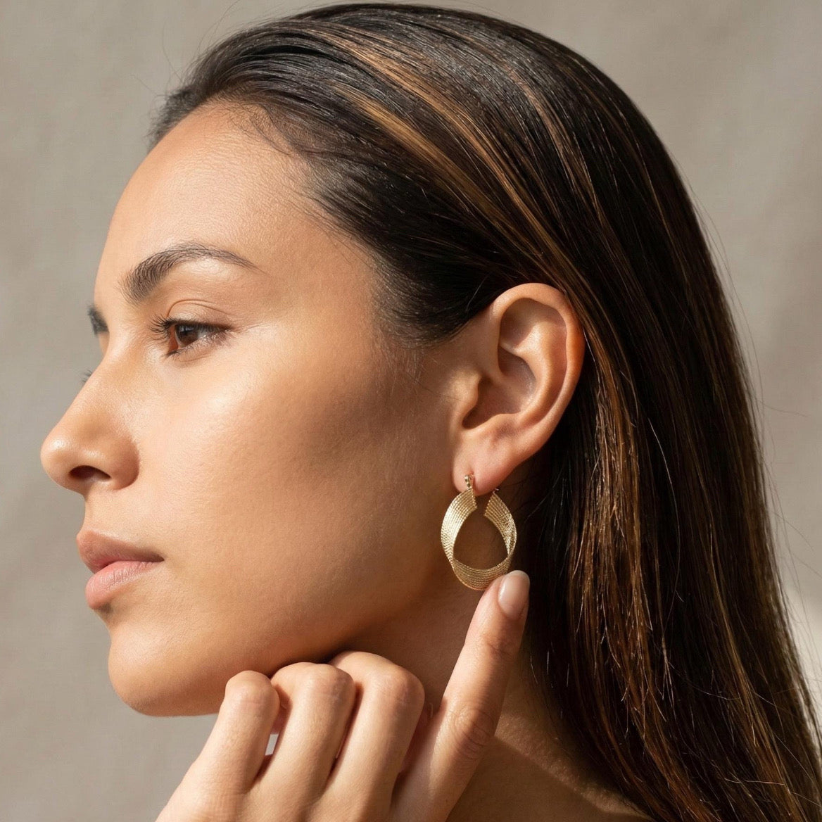Textured Oval Hoop Earrings