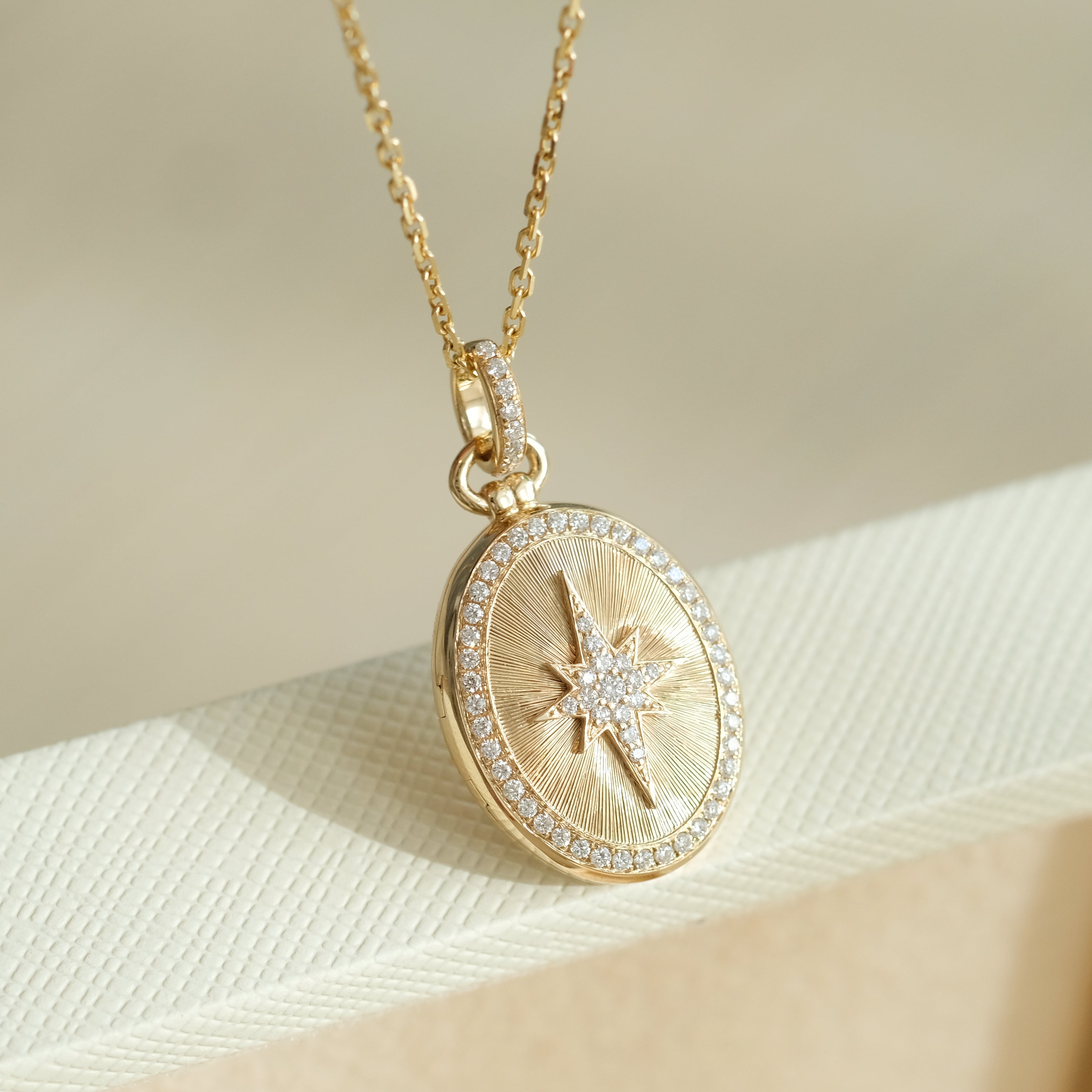 Brushed Eight Point Star Photo Locket