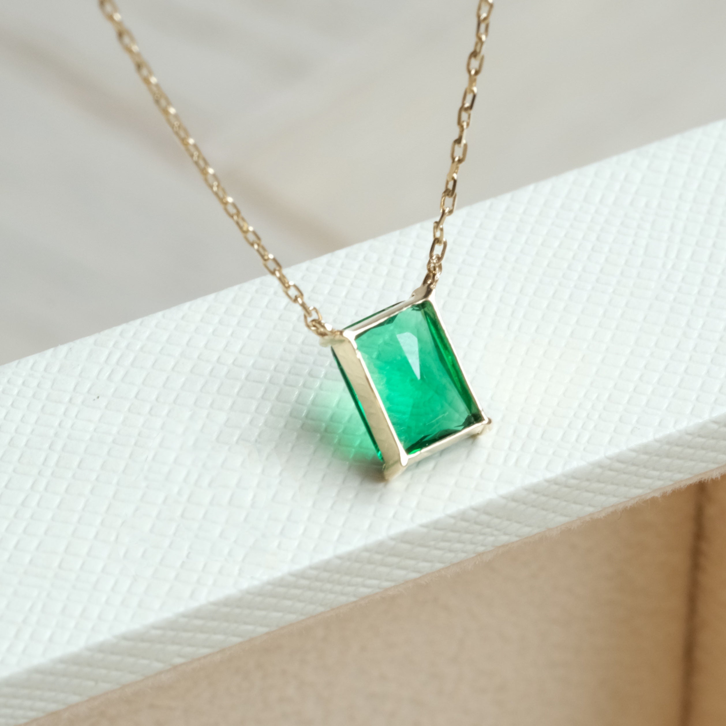 Square Emerald Necklace