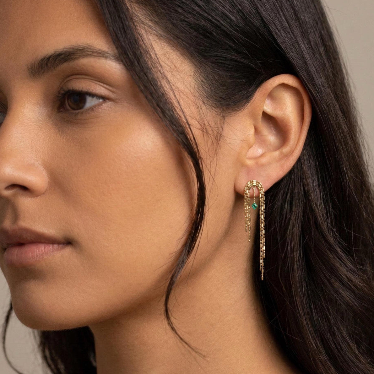 Emerald Tassel Earrings