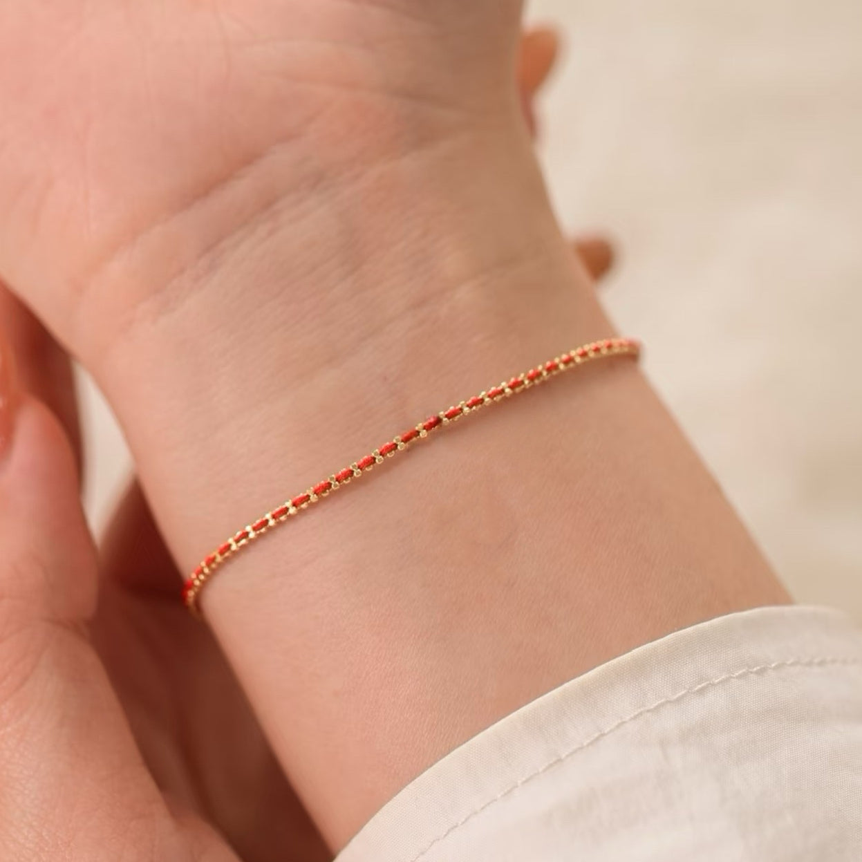 Thin Red Chain Bracelet