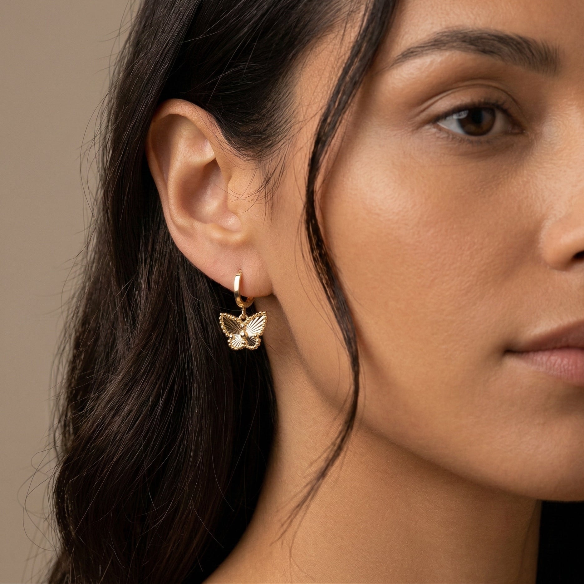 Laser Cut Butterfly Huggie Earrings