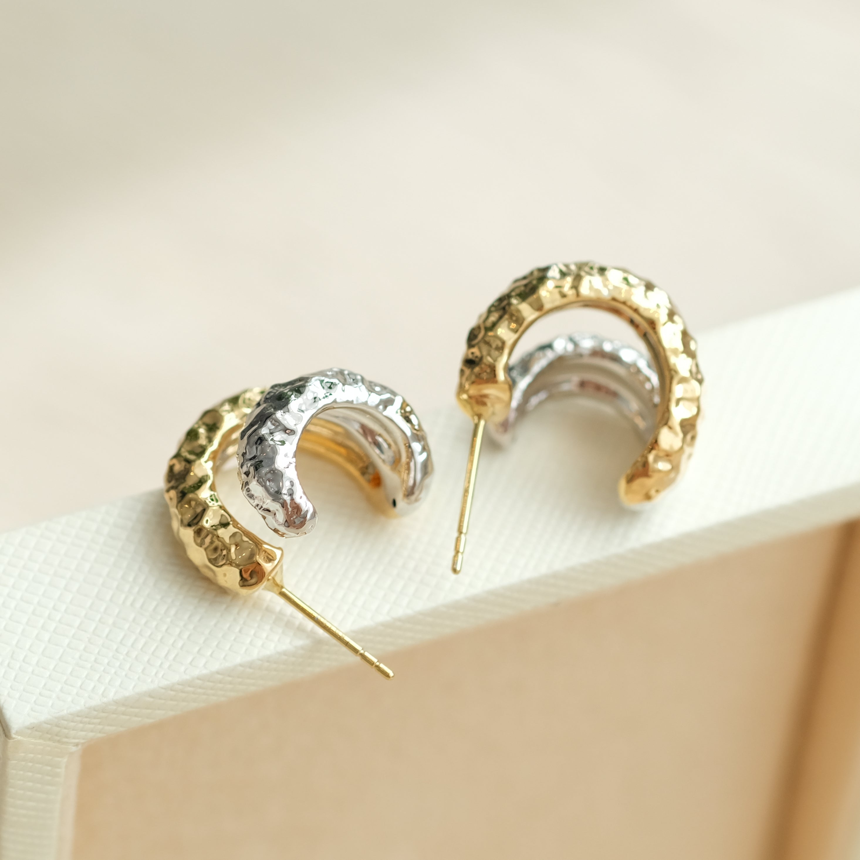 Hammered Two Tone Hoops